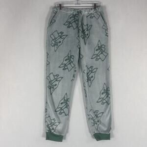 StarWars Mandalorian Baby Yoda Print Pajama Pants Mens Small Green Joggers Sleep